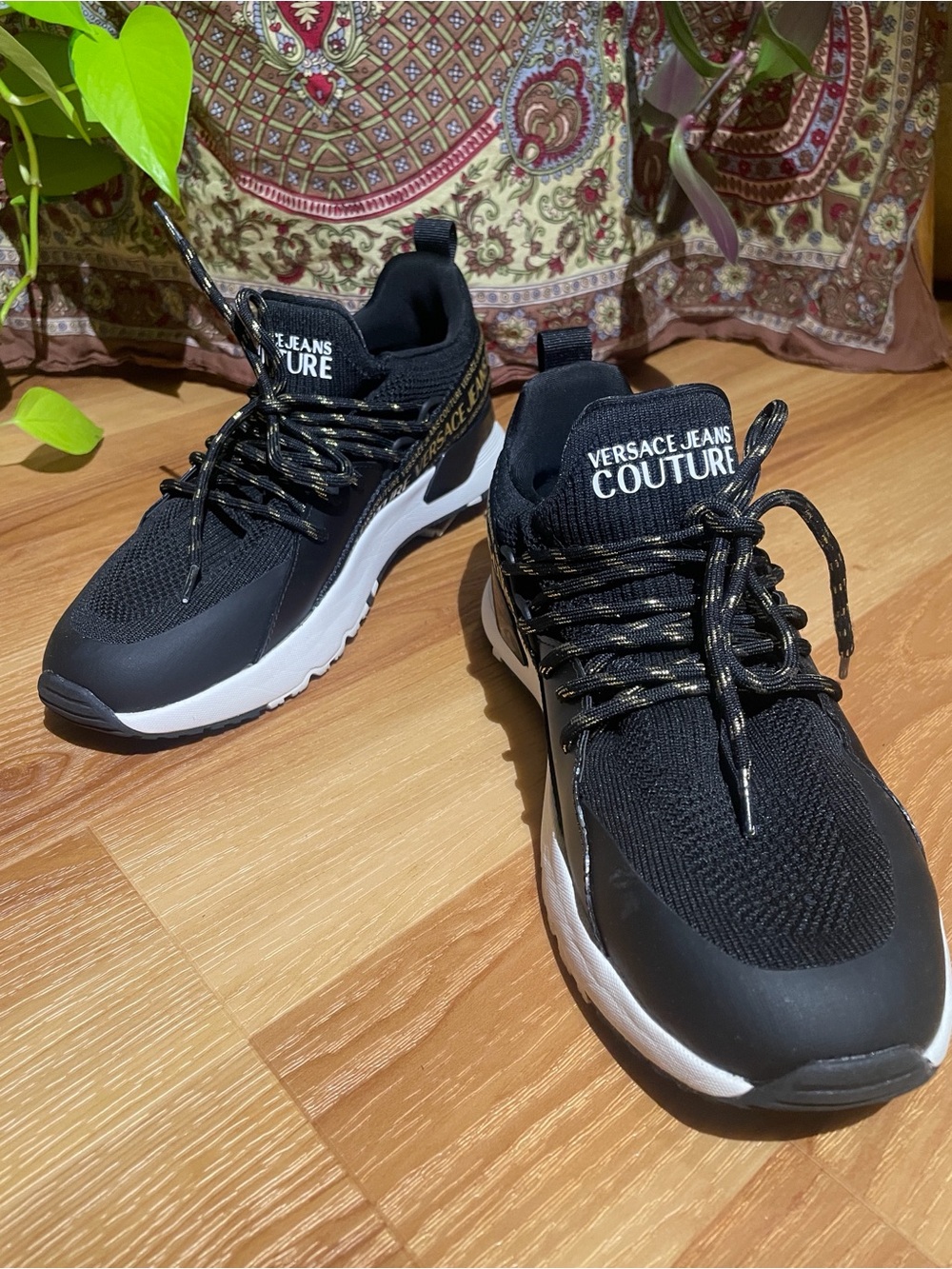 Versace Jeans Couture Black and White Athletic Sneakers